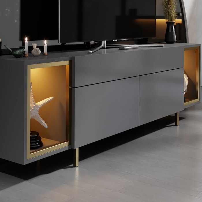 Hanah Home Zenith Soporte para TV Antracita y Oro